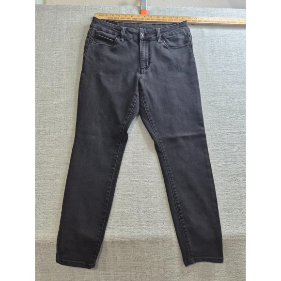Tahari Denim - Tahari Jeans Womens 8/29 Black Denim Dark Wash Cotton Stretch Tapered Leg Logo